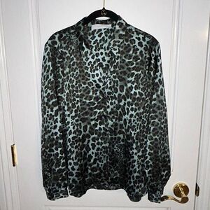 Rino & Pelle Green/Blue Animal Print 2 Piece Camisole and Blouse Size 40